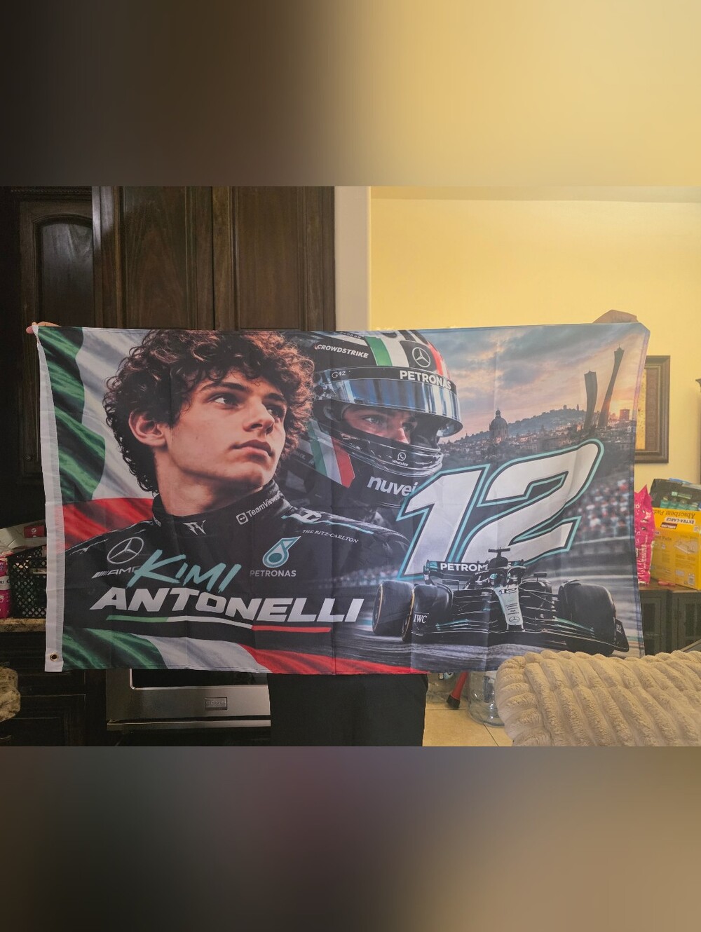 Kimi Antonelli Racing Flag - Black, Green, White